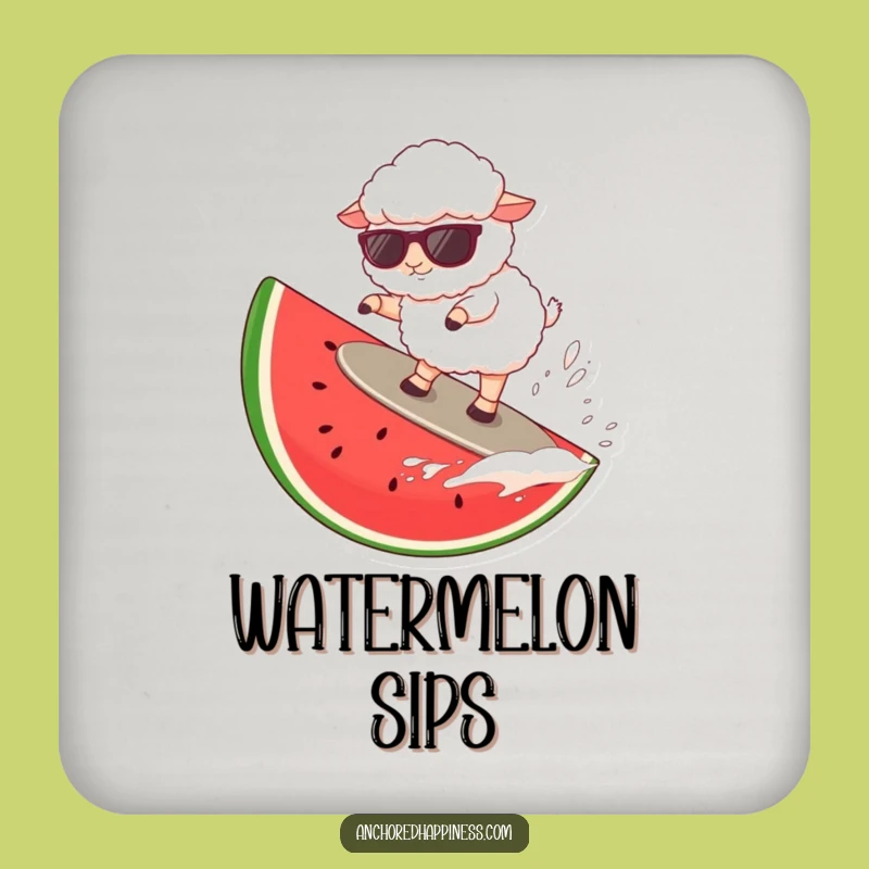 Funny Sheep Watermelon Surf Coaster: Protect Surfaces with Summer Style
