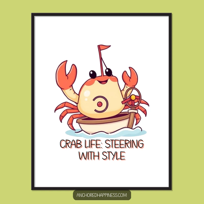 Free Printable Wall Art: Funny Crab Yacht Captain - Humorous Downloadable Decor!