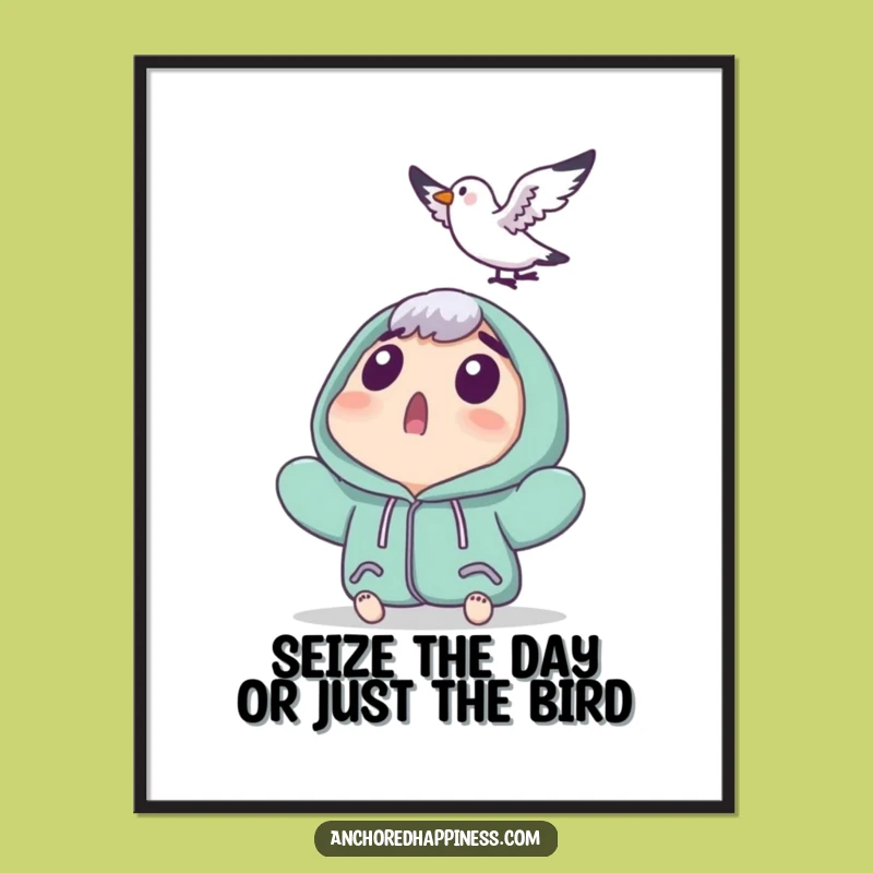 Funny Printable Wall Art: Surprised Seagull Landing, Hilarious Free Downloadable Art!