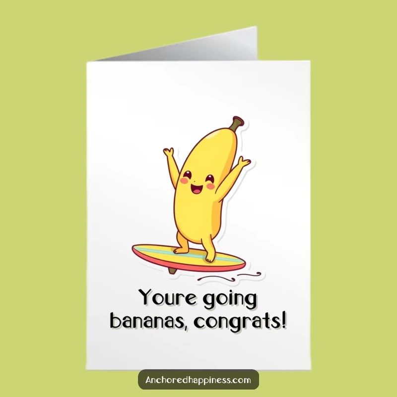 Free Printable Congrats Card: Banana Handstand - Tropical Celebration