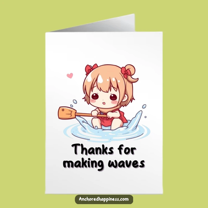 Free Printable Thank You Card: Splashing Oar Character - Funny Downloadable