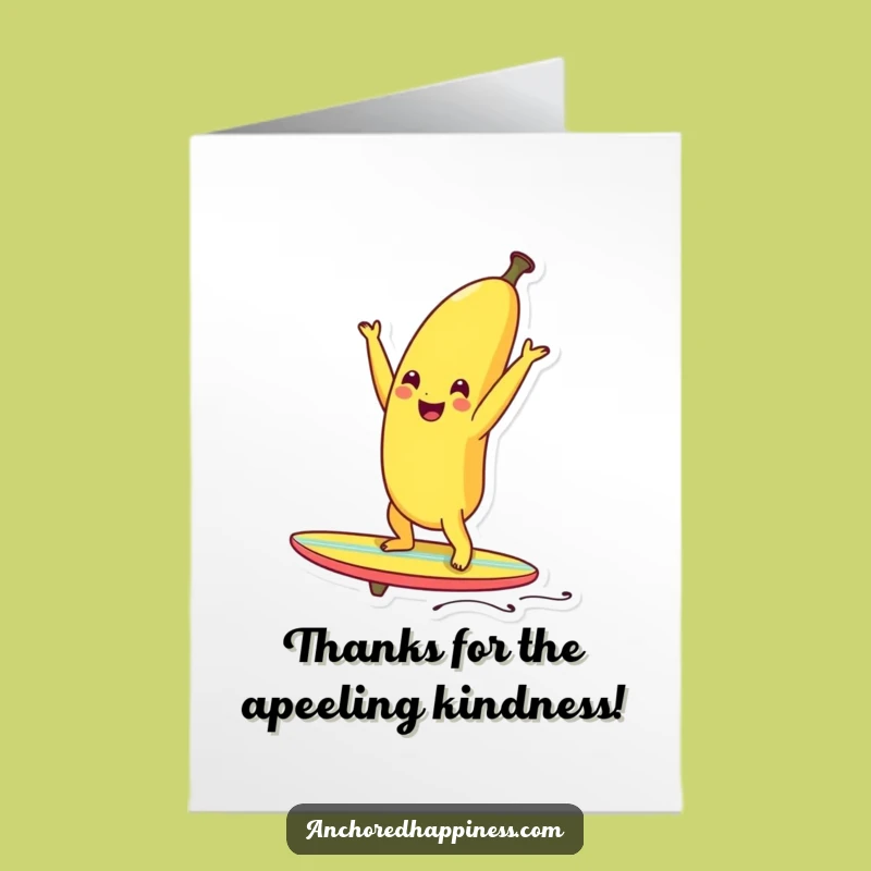Funny Free Printable Thank You Card: Banana Handstand - Fruit Gratitude Downloadable