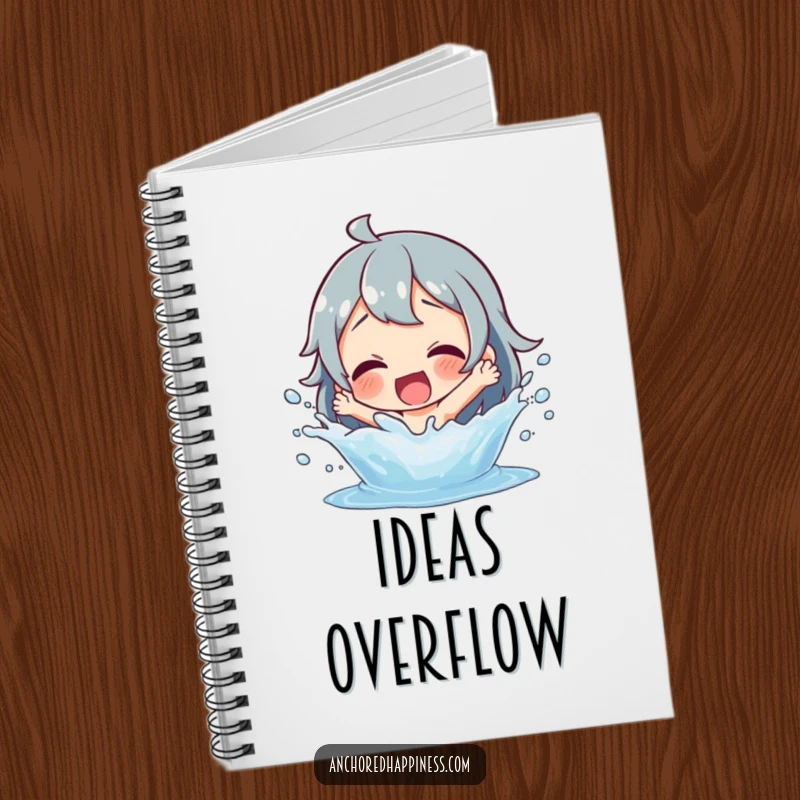 Funny splashing fun notebook featuring a delighted character playfully splashing water, perfect for notes and creative ideas.